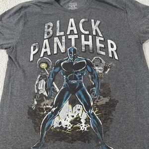 Marvel Black Panther Shirt Mens Medium Gray Graphic Tee T-Shirt Tagless Hero